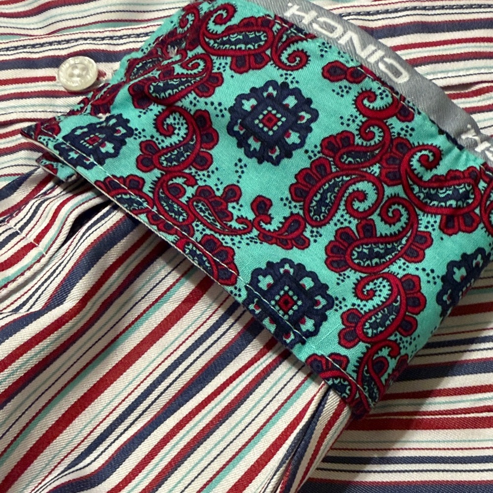 NWT Cinch Tencel Women's Striped Button-Up Shirt - Red, Blue, White - Picture 7 of 16